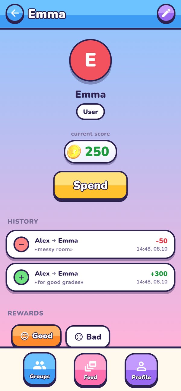Group member screen in the BonusBank app